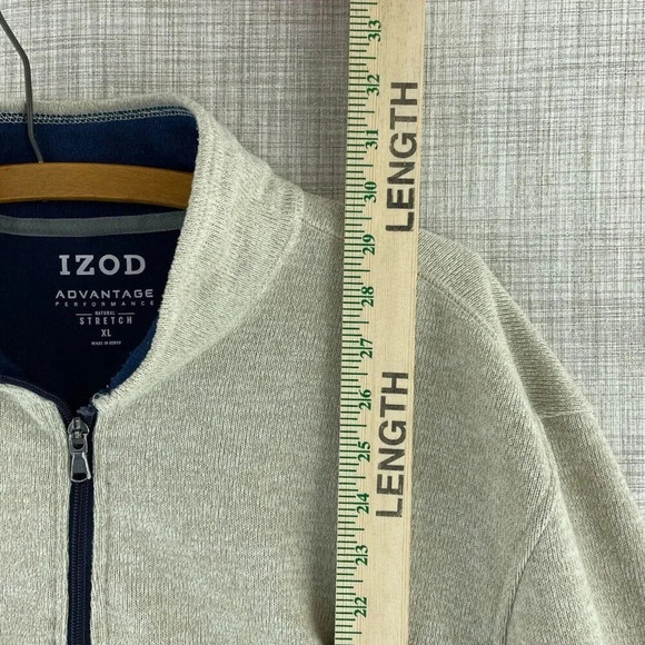 Izod Advantage performance 1/4 Zip Sweatshirt Mens XL Beige 4082 - Picture 3 of 7